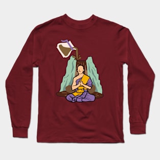 Monk in Coffee Waterfall Long Sleeve T-Shirt